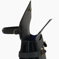 Le Tanneur Emilie Medium Double Flap Leather Black Handbag