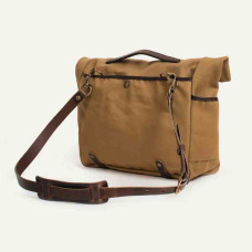 Bleu de Chauffe Gaston Camel Musette Bag Leather and Canvas