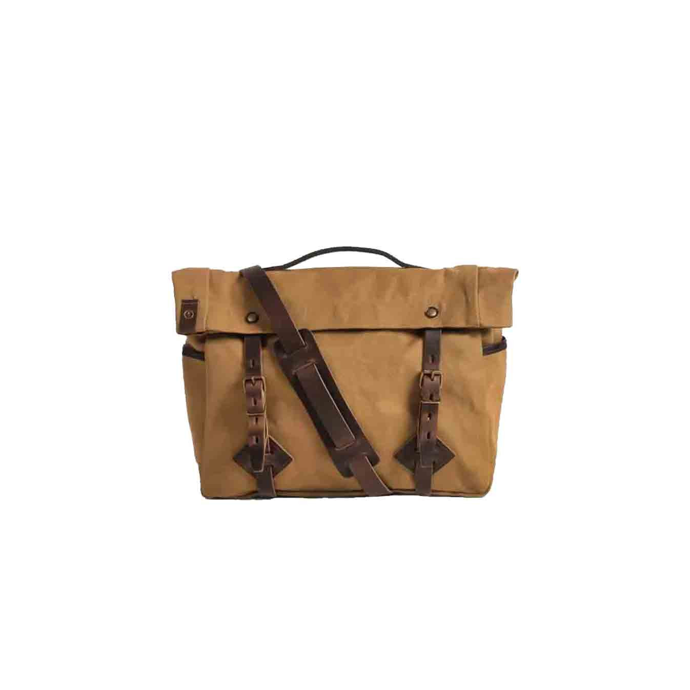 Bleu de Chauffe Gaston Camel Musette Bag Leather and Canvas