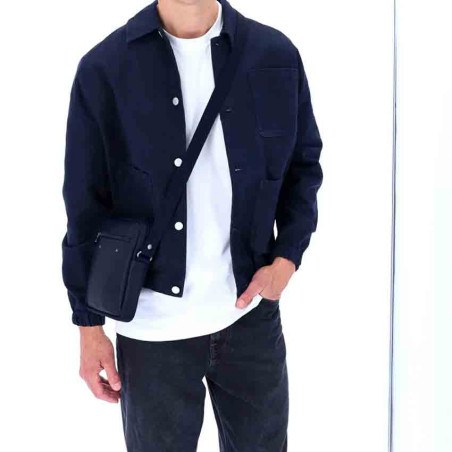 Ateliers Foures Classic Leather Clutch Zephyr Navy