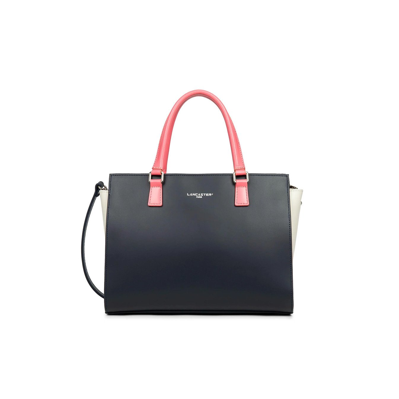 Lancaster Smooth Handbag 437-04 Navy Cream Dark Rose
