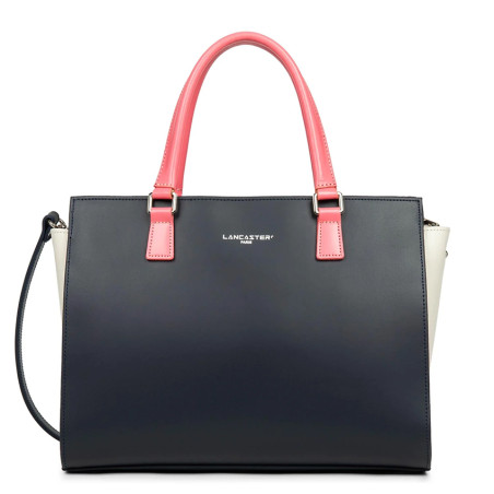 Lancaster Smooth Handbag 437-04 Navy Cream Dark Rose