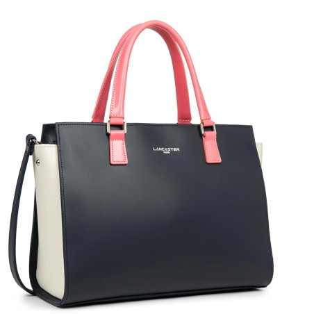 Lancaster Smooth Handbag 437-04 Navy Cream Dark Rose