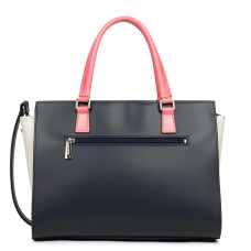 Lancaster Smooth Handbag 437-04 Navy Cream Dark Rose
