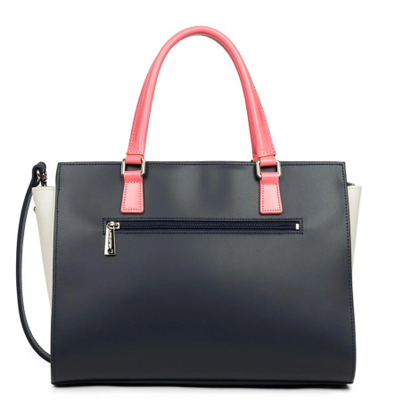 Lancaster Smooth Handbag 437-04 Navy Cream Dark Rose