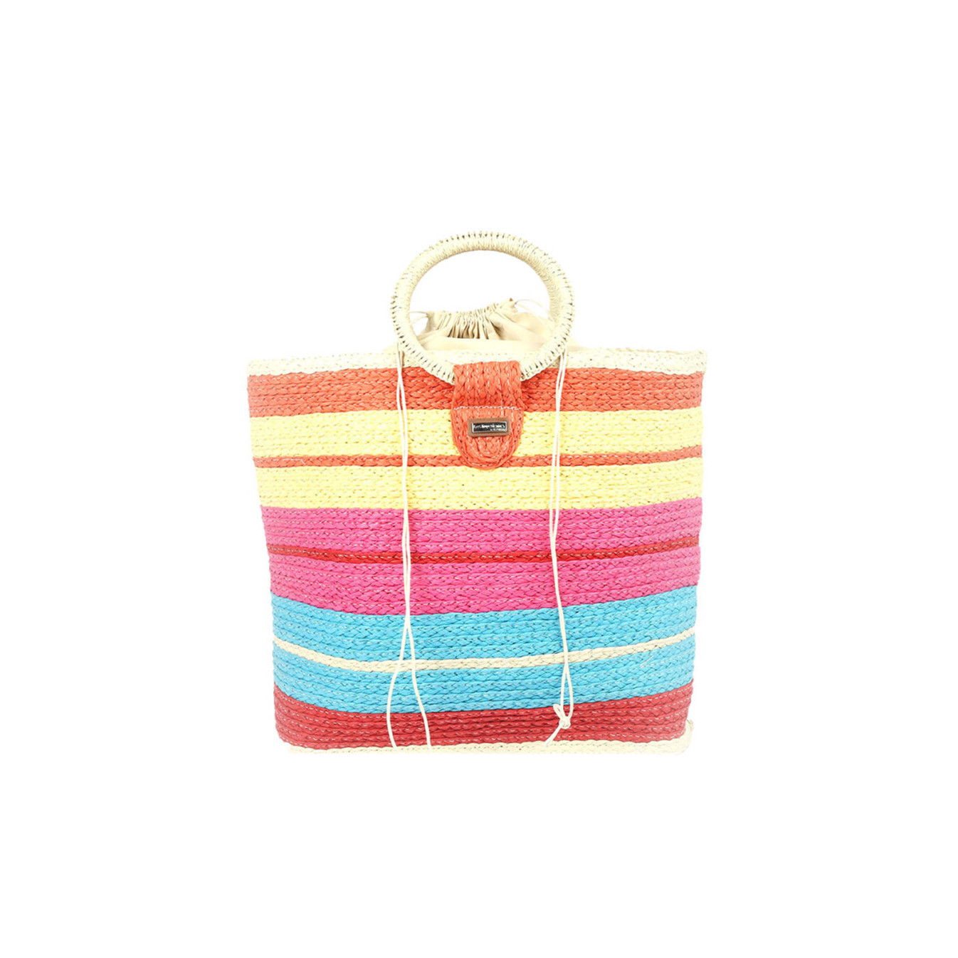 Les Tropéziennes Bijagos Woven Basket Handbag Yellow