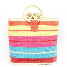 Les Tropéziennes Bijagos Woven Basket Handbag Yellow