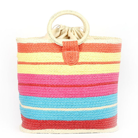 Les Tropéziennes Bijagos Woven Basket Handbag Yellow