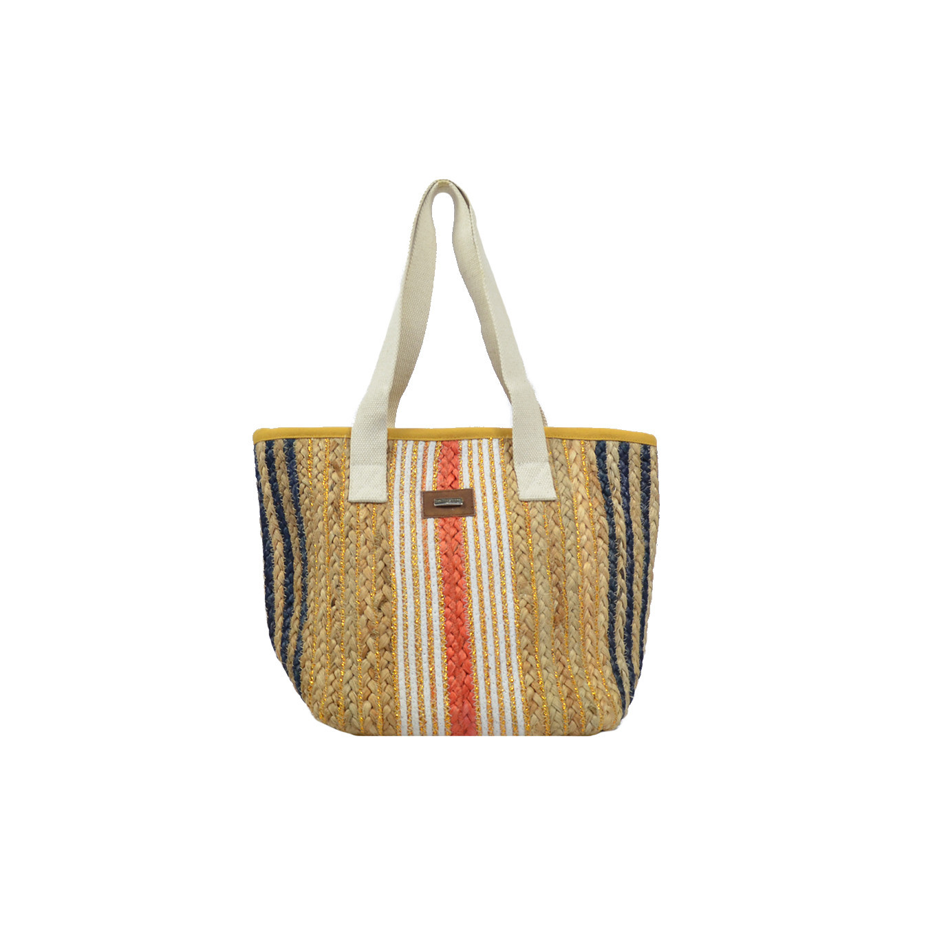 Les Tropéziennes Comino Cotton and Jute Multi-color Shopping Basket