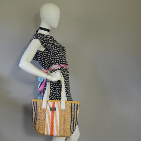 Les Tropéziennes Comino Cotton and Jute Multi-color Shopping Basket
