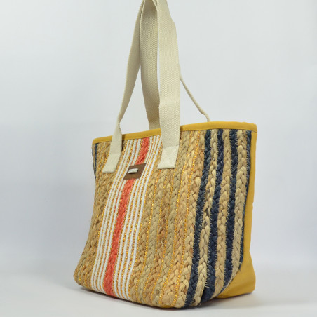 Les Tropéziennes Comino Cotton and Jute Multi-color Shopping Basket