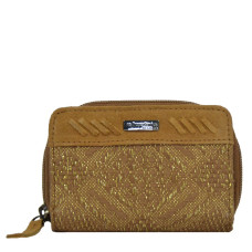 Les Tropéziennes Miquelon Suede and Cotton Wallet Tan