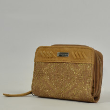 Les Tropéziennes Miquelon Suede and Cotton Wallet Tan