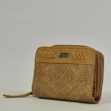 Les Tropéziennes Miquelon Suede and Cotton Wallet Tan