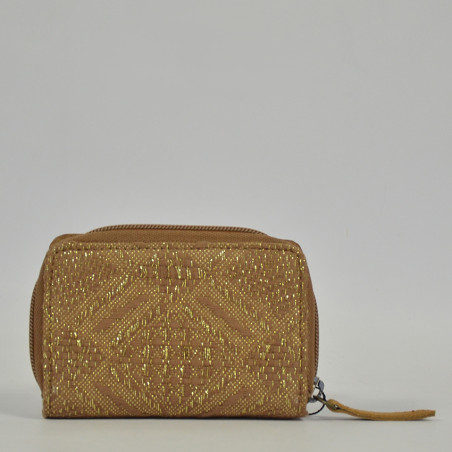 Les Tropéziennes Miquelon Suede and Cotton Wallet Tan