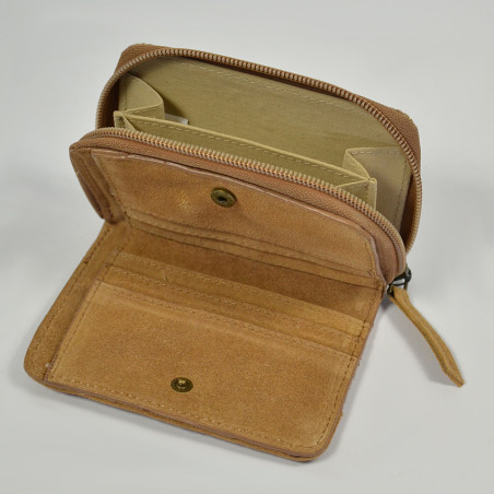 Les Tropéziennes Miquelon Suede and Cotton Wallet Tan