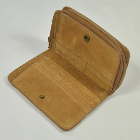 Les Tropéziennes Miquelon Suede and Cotton Wallet Tan