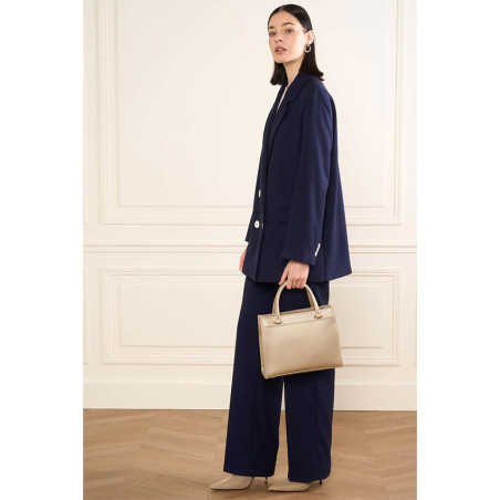Lancaster Foulonné Double Handbag 470-63 Pale Gold In Nude