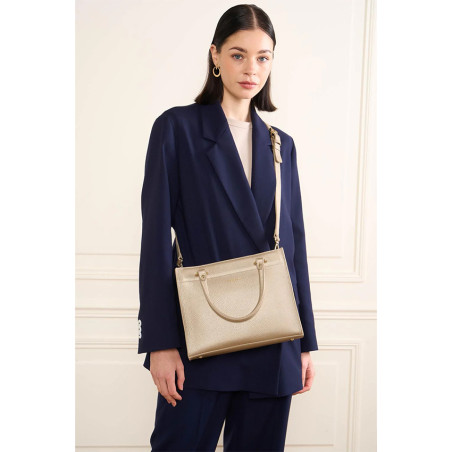 Lancaster Foulonné Double Handbag 470-63 Pale Gold In Nude
