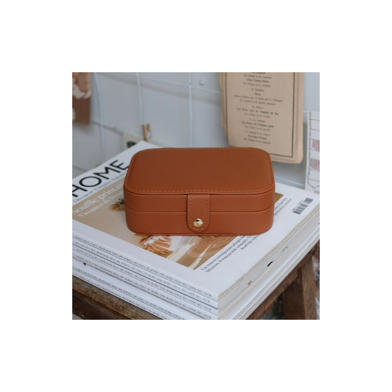 Maison Scarlett boîte à bijoux De Voyage Brigitte Cuir Camel