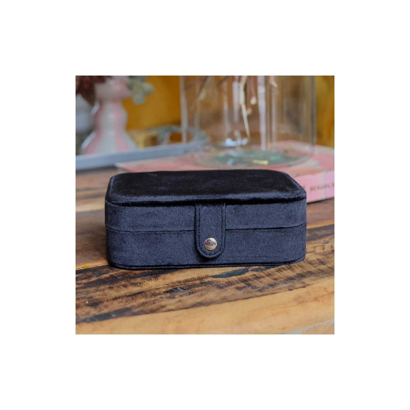 Maison Scarlett Travel Jewelry Box Brigitte Black Velvet