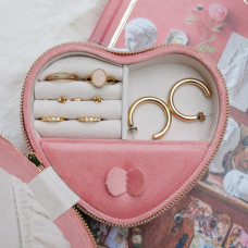 Maison Scarlett Celeste Jewelry Box Heart Pink Velvet
