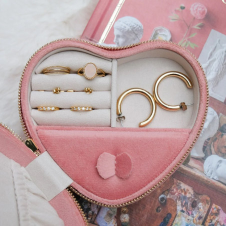 Maison Scarlett Celeste Jewelry Box Heart Pink Velvet