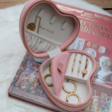 Maison Scarlett Celeste Jewelry Box Heart Pink Velvet
