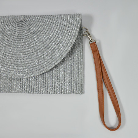 Le Voyage en Panier Brillette Pochette mariage Argenté dragonne