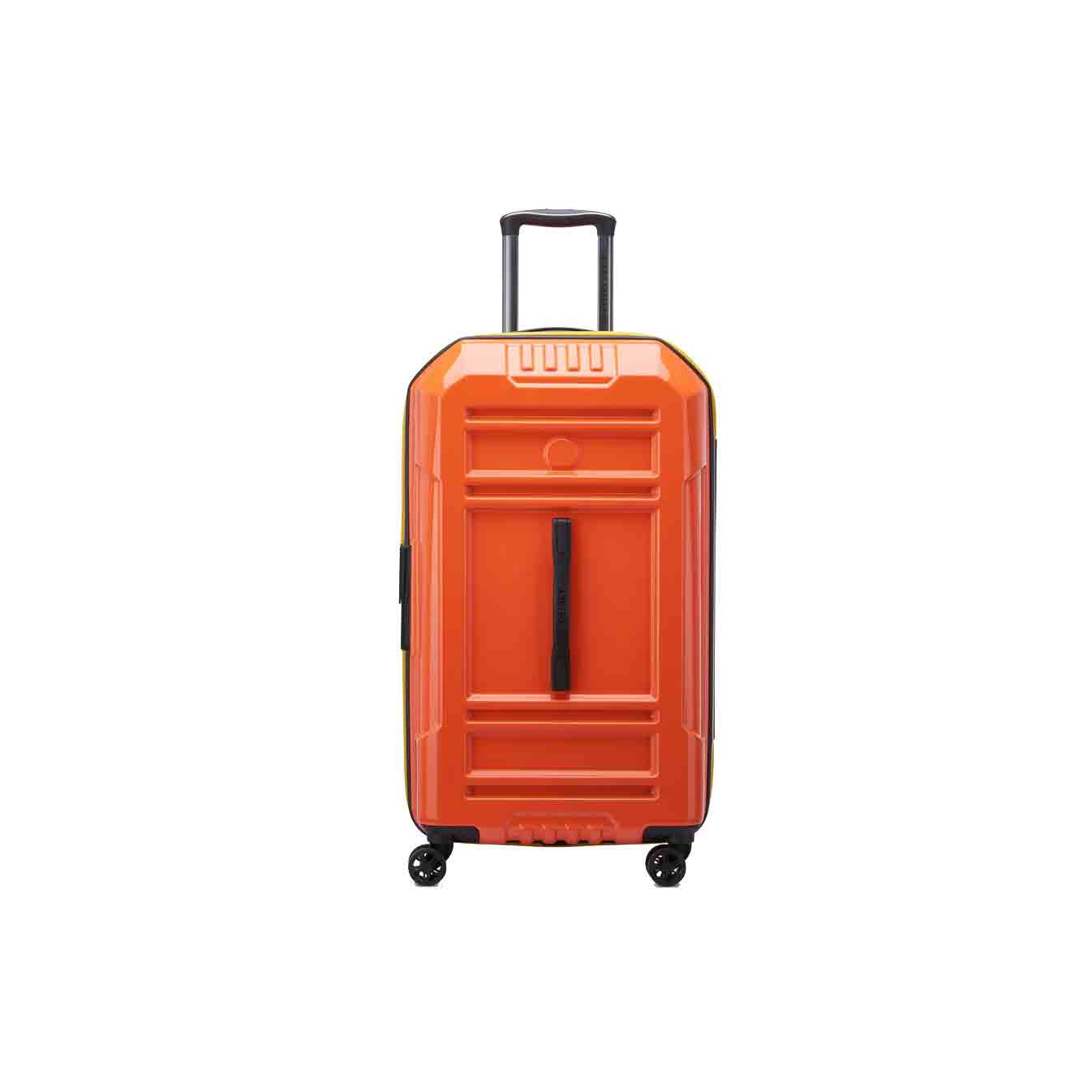 Delsey Rempart Checked Suitcase L Extendable 4 Wheels 73 CM TSA Orange