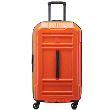 Delsey Rempart Checked Suitcase L Extendable 4 Wheels 73 CM TSA Orange