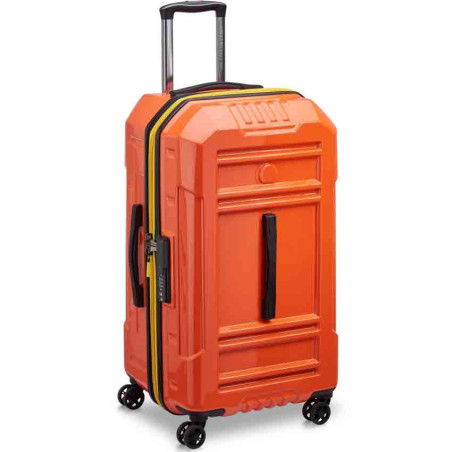 Delsey Rempart Checked Suitcase L Extendable 4 Wheels 73 CM TSA Orange
