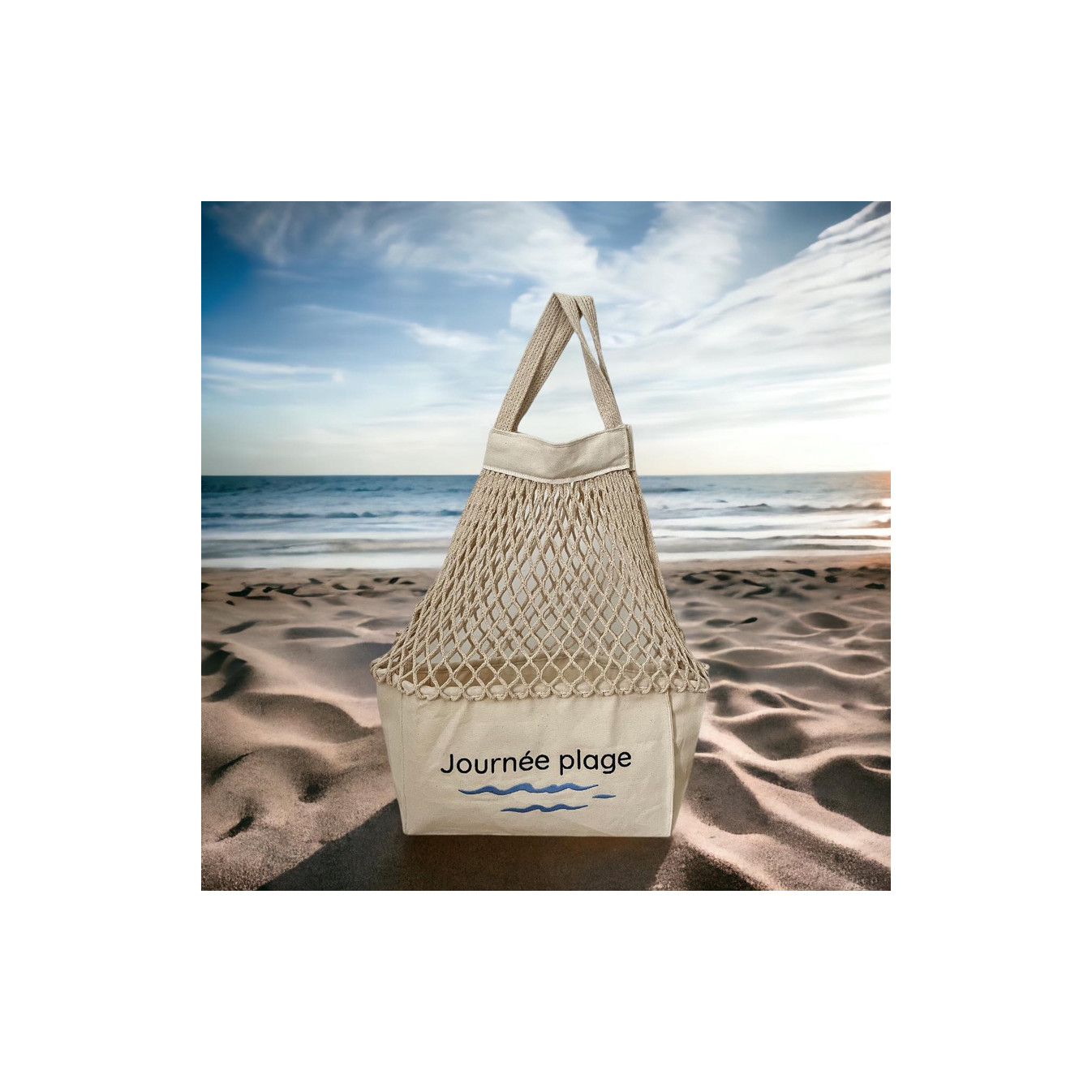 Shoppinette Provision Mesh Bag M Beach Day Natural