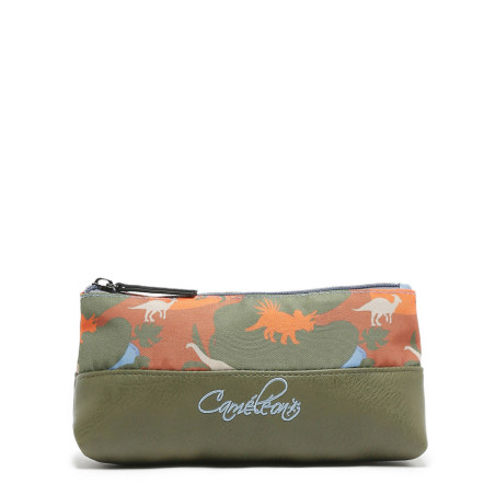 Chameleon Retro Orange Dino Pencil Case