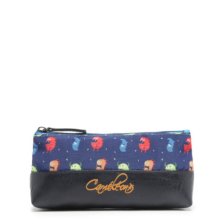 Chameleon Retro Navy Monster Pencil Case