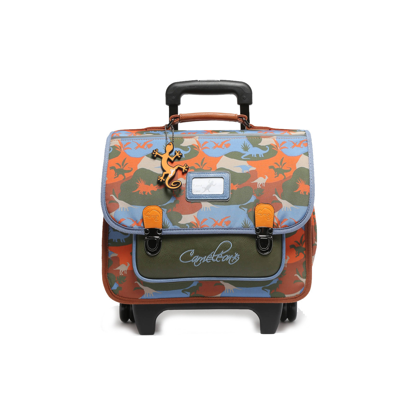 Caméléon Rétro Cartable A Roulettes 35cm Orange Dino