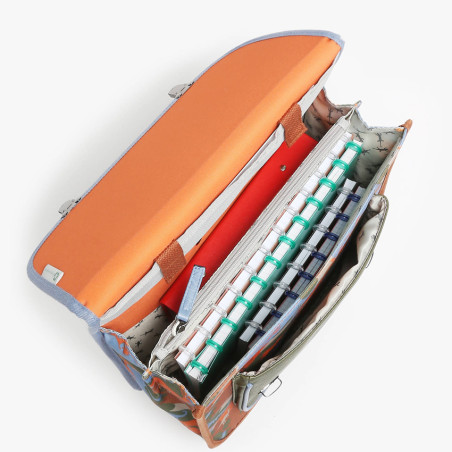 Caméléon Rétro Cartable A Roulettes 35cm Orange Dino OUVERT