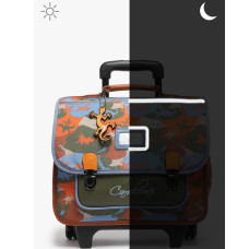 Caméléon Rétro Cartable A Roulettes 35cm Orange Dino FACE