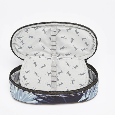 Chameleon Oval Pencil Case Vintage Urban Grey Tropical