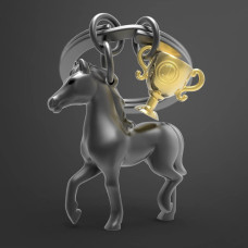 Metalmorphose Keychain Black Horse & Trophy