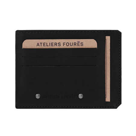 Fourès Workshops Baroudeur Wallet with Back Coin Pocket F944 Black