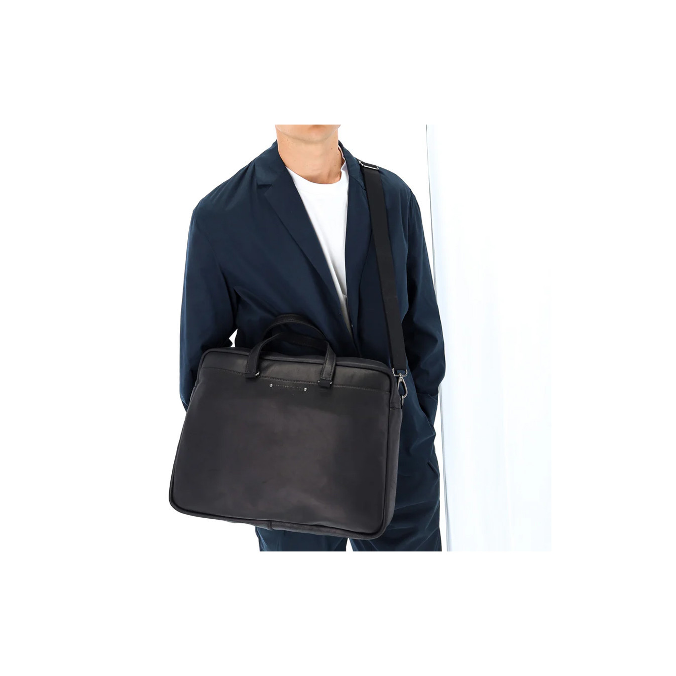 Fourès Workshops Baroudeur Leather Satchel 39cm F9519 Black