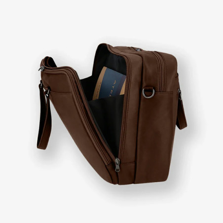Ateliers Fourès Satchel Ithaca Leather 2 Gussets F9952 Cognac