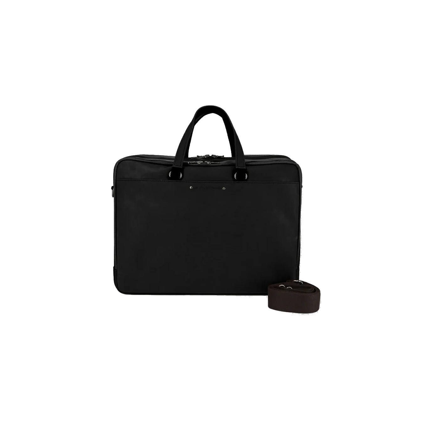 Ateliers Fourès Ithaque Leather Satchel 2 Compartments F9952 Black