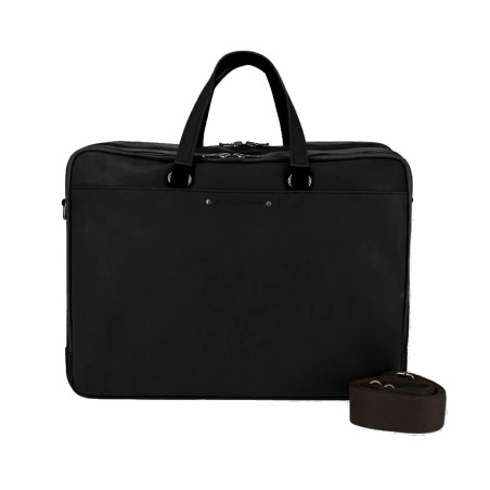 Ateliers Fourès Ithaque Leather Satchel 2 Compartments F9952 Black
