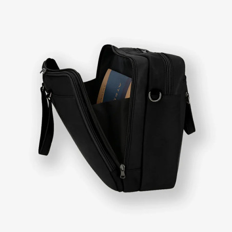 Ateliers Fourès Ithaque Leather Satchel 2 Compartments F9952 Black
