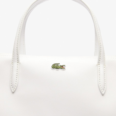 Lacoste Sac Cabas Week-end Zippé L12.12 Blanc logo