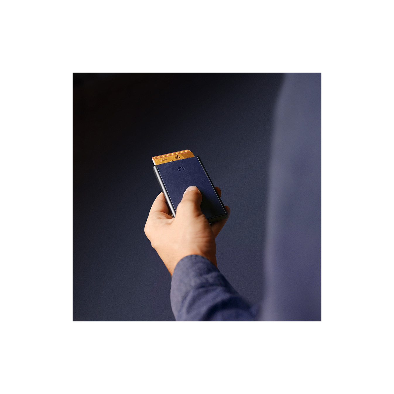 Ogon Slider Compact Card Holder Navy Blue
