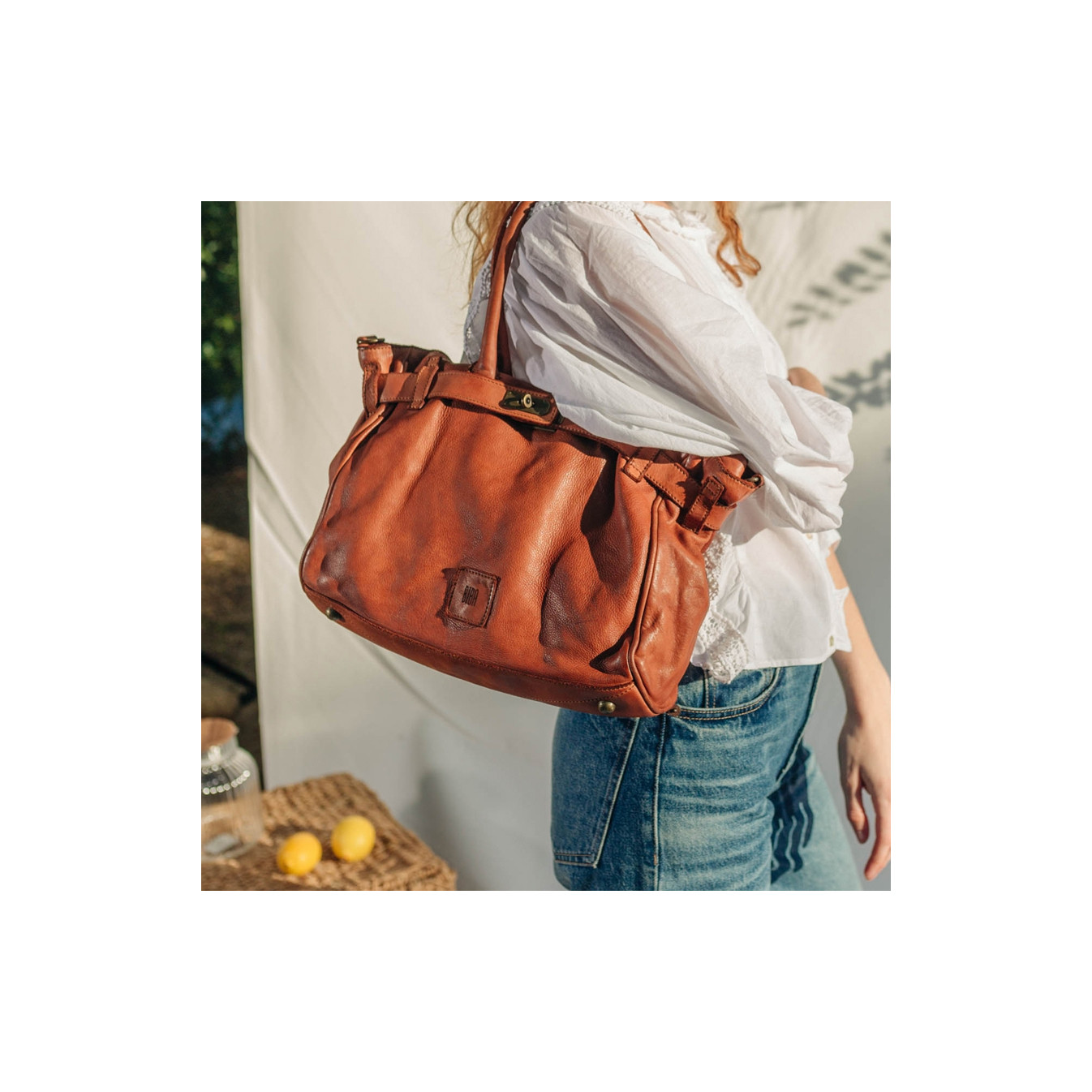Biba Boston Shoulder Bag Kelly BT26 Leather