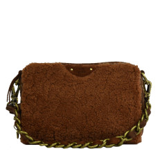 Mila Louise Mama T Sac Trotteur Cuir irisé et mouton Cognac